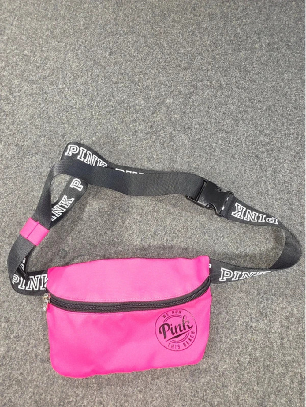 PINK Neon Belt Bag "We Run This Beach"